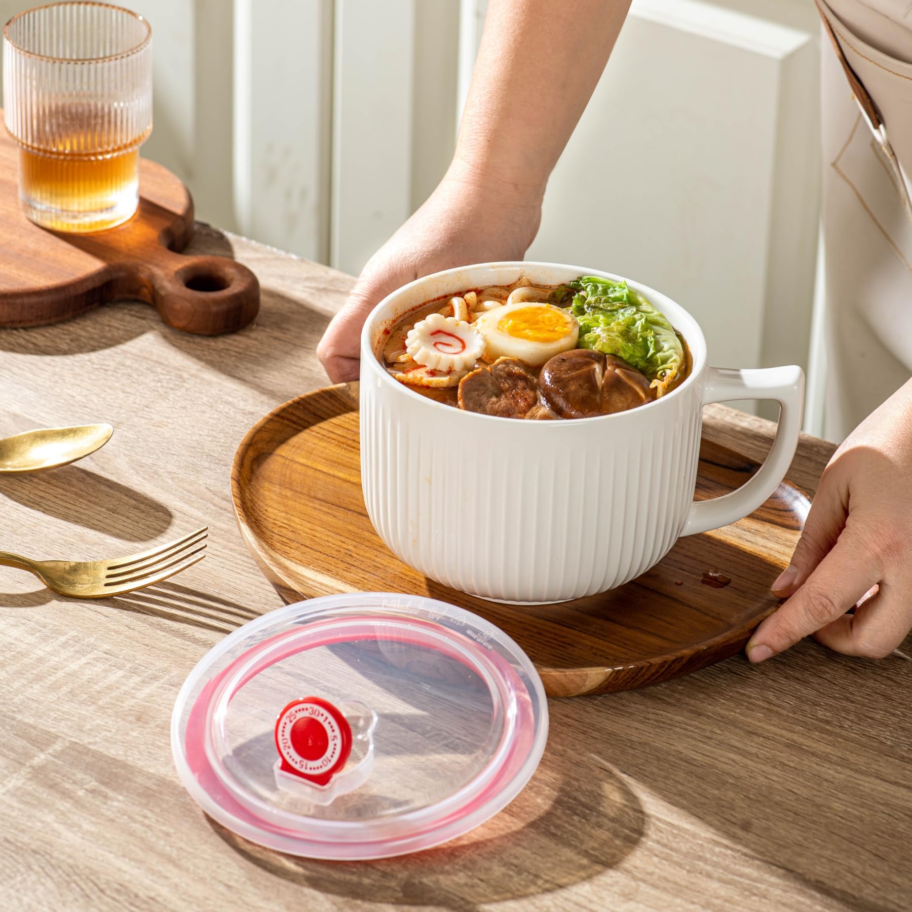   Soup bowl 5枚セット Amazon.com | Hoilse Oversized Soup Bowls with Handles, 38oz
